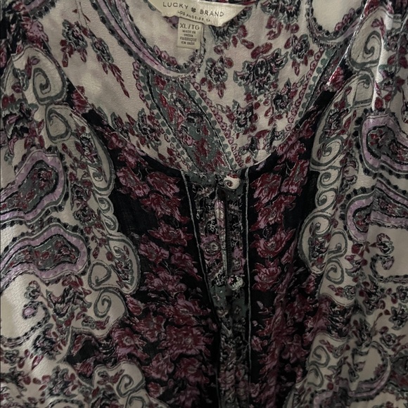 Lucky Brand Paisley Maxi Dress Women’s XL Boho Tie Waist Short Sleeve - Picture 14 of 14